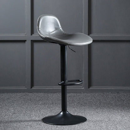 Adjustable Height Bucket Seat Bar Stools Faux Leather Swivel Barstool