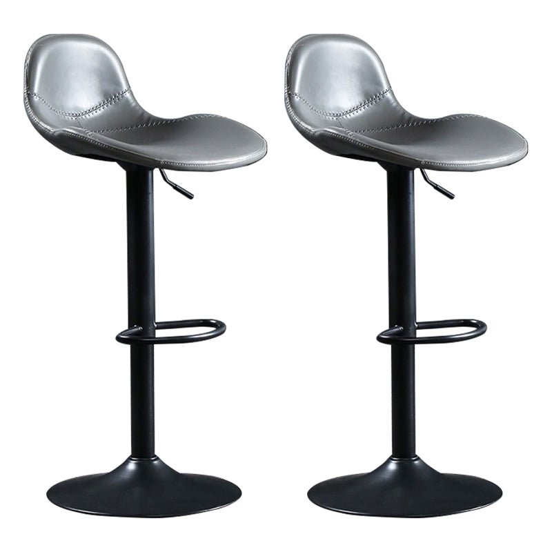 Adjustable Height Bucket Seat Bar Stools Faux Leather Swivel Barstool