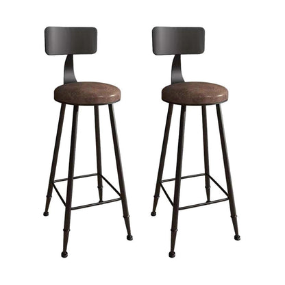 Industrial Armless Backrest Counter Stool Iron Bar Stool with Seat and Pedal