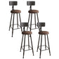 Industrial Armless Backrest Counter Stool Iron Bar Stool with Seat and Pedal