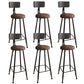 Industrial Armless Backrest Counter Stool Iron Bar Stool with Seat and Pedal