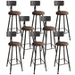 Industrial Armless Backrest Counter Stool Iron Bar Stool with Seat and Pedal
