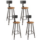 Industrial Armless Backrest Counter Stool Iron Bar Stool with Seat and Pedal