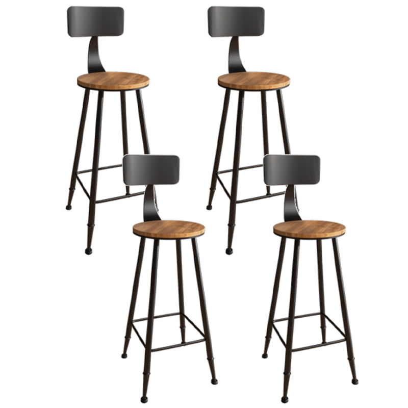 Industrial Armless Backrest Counter Stool Iron Bar Stool with Seat and Pedal