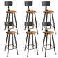 Industrial Armless Backrest Counter Stool Iron Bar Stool with Seat and Pedal