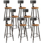 Industrial Armless Backrest Counter Stool Iron Bar Stool with Seat and Pedal