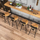 Industrial Armless Backrest Counter Stool Iron Bar Stool with Seat and Pedal