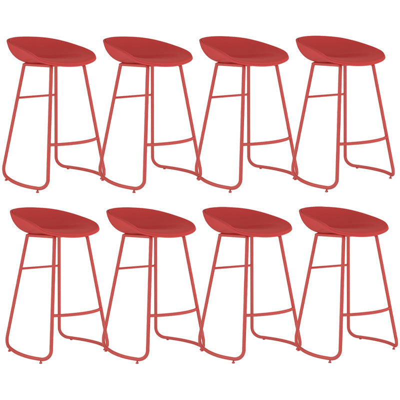 Contemporary Iron Base Bar Stools Plastic Bucket Seat Barstool for Home