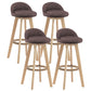 Contemporary Wood Stool Fabric Cushion in Matte Finish for Indoor