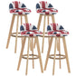Contemporary Wood Stool Fabric Cushion in Matte Finish for Indoor