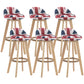 Contemporary Wood Stool Fabric Cushion in Matte Finish for Indoor