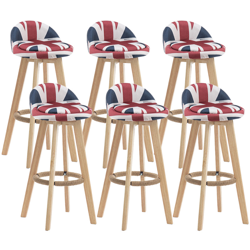 Contemporary Wood Stool Fabric Cushion in Matte Finish for Indoor