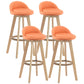 Contemporary Wood Stool Fabric Cushion in Matte Finish for Indoor
