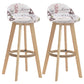 Contemporary Wood Stool Fabric Cushion in Matte Finish for Indoor
