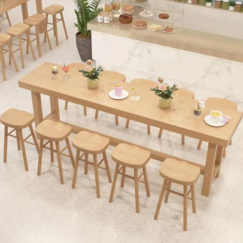 1/6/11 Pieces Modern Rectangular Pub Table Set Wooden Counter Table with Backless Stools 11 Pieces: Table, 10 Wood Stools Clearhalo 'Bar Furniture' 'furn' 'furn_home_bar_bar_sets' 'Furniture' 'Home Bars & Bar Sets' 'home_bar_bar_sets' 'Kitchen & Dining Furniture' 5739066