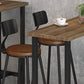 Juego de mesa de pub moderno de 1/2/4 piezas, mesa de mostrador de madera rectangular con taburetes