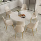 Round Pedestal Dining Table Set 1/2/3/5/7 Pcs Sintered Stone Table and Chairs
