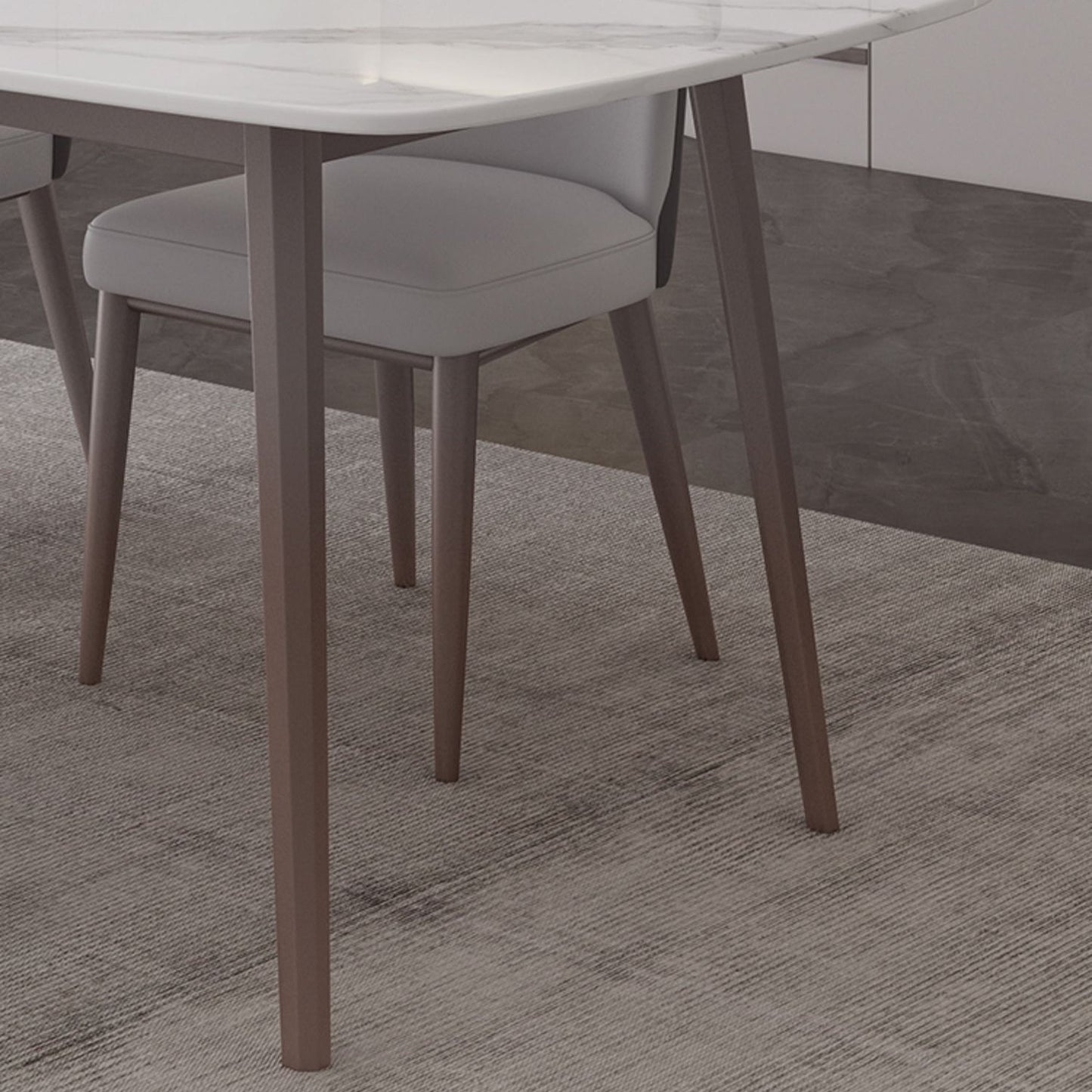 デザイナーダイニングセット1/2/4/5/7ピースストーンとメタルダイネットセットホワイト