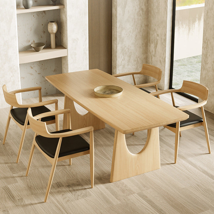Solid Wood Dining Set 1/2/4/5/7 Pcs Double Pedestal Table with Bench and Chairs Clearhalo 'Dining Room Sets' 'Dining Tables & Seating' 'dining_room_set' 'furn' 'furn_dining_room_set' 'Furniture' 'Kitchen & Dining Furniture' 5739372