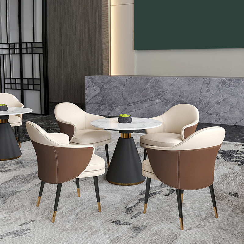 Set da pranzo rotondo piedistallo 1/4/5 pezzi Top Dinette moderno set in bianco