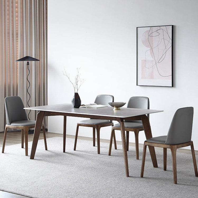 Modern Sintered Stone Top Dining Set Rectangle 1/3/4/5 Pieces Wooden Dining Room Table Set Clearhalo 'Dining Room Sets' 'Dining Tables & Seating' 'dining_room_set' 'furn' 'furn_dining_room_set' 'Furniture' 'Kitchen & Dining Furniture' 5739460