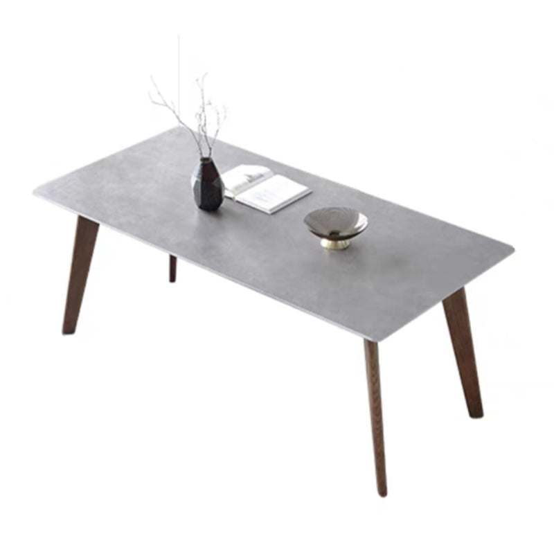 Modern Sintered Stone Top Dining Set Rectangle 1/3/4/5 Pieces Wooden Dining Room Table Set Grey 71"L x 35"W Clearhalo 'Dining Room Sets' 'Dining Tables & Seating' 'dining_room_set' 'furn' 'furn_dining_room_set' 'Furniture' 'Kitchen & Dining Furniture' 5739461