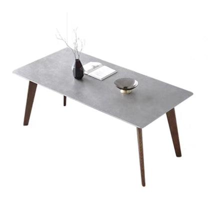 Modern Sintered Stone Top Dining Set Rectangle 1/3/4/5 Pieces Wooden Dining Room Table Set Grey 71"L x 35"W Clearhalo 'Dining Room Sets' 'Dining Tables & Seating' 'dining_room_set' 'furn' 'furn_dining_room_set' 'Furniture' 'Kitchen & Dining Furniture' 5739461