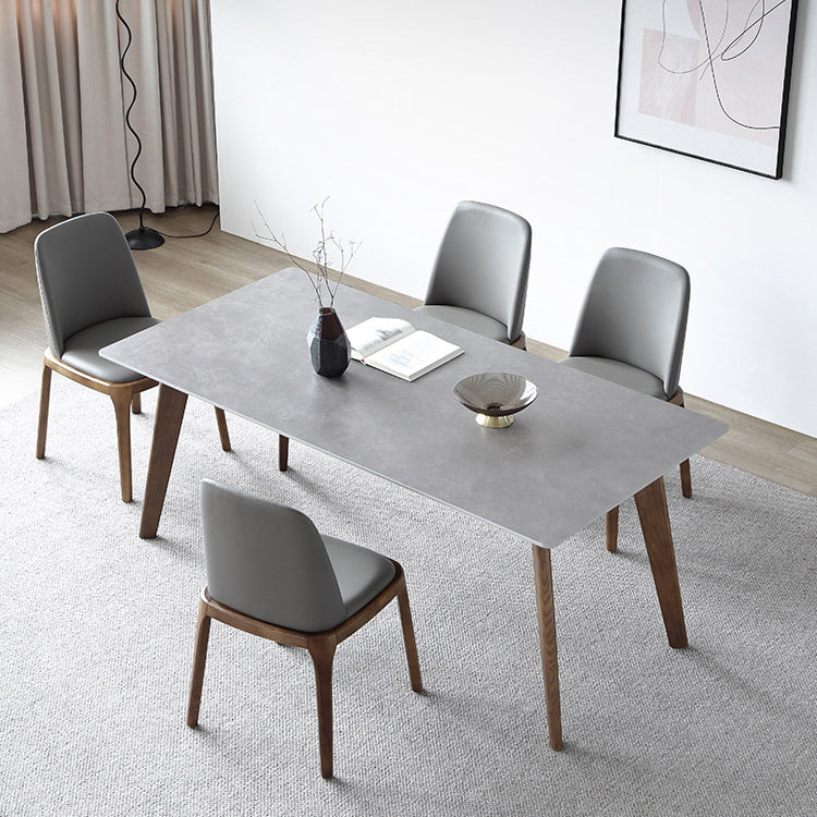 Modern Sintered Stone Top Dining Set Rectangle 1/3/4/5 Pieces Wooden Dining Room Table Set Clearhalo 'Dining Room Sets' 'Dining Tables & Seating' 'dining_room_set' 'furn' 'furn_dining_room_set' 'Furniture' 'Kitchen & Dining Furniture' 5739462