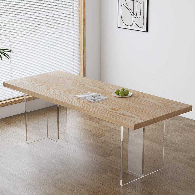 Modern Dining Room Set 1/2/5 Pcs Solid Wood Top Table with Acrylic Chairs Clearhalo 'Dining Room Sets' 'Dining Tables & Seating' 'dining_room_set' 'furn' 'furn_dining_room_set' 'Furniture' 'Kitchen & Dining Furniture' 5739501