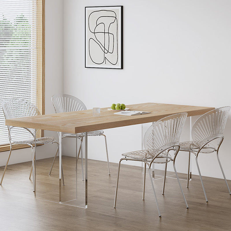 Modern Dining Room Set 1/2/5 Pcs Solid Wood Top Table with Acrylic Chairs Clearhalo 'Dining Room Sets' 'Dining Tables & Seating' 'dining_room_set' 'furn' 'furn_dining_room_set' 'Furniture' 'Kitchen & Dining Furniture' 5739502