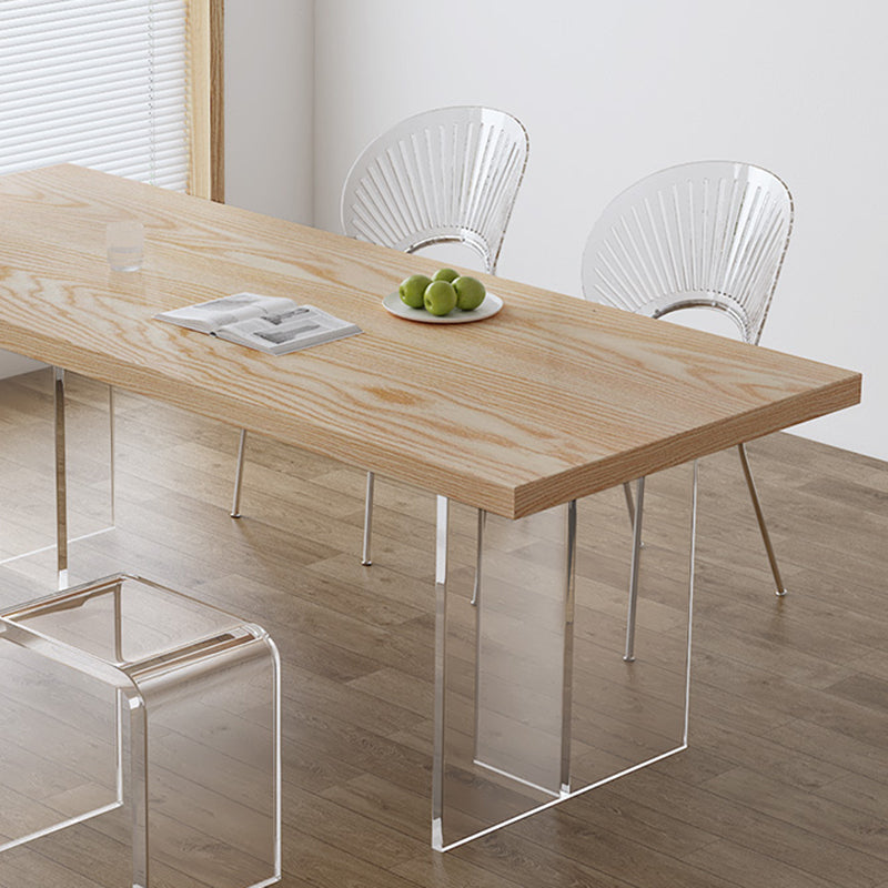 Modern Dining Room Set 1/2/5 Pcs Solid Wood Top Table with Acrylic Chairs Clearhalo 'Dining Room Sets' 'Dining Tables & Seating' 'dining_room_set' 'furn' 'furn_dining_room_set' 'Furniture' 'Kitchen & Dining Furniture' 5739504