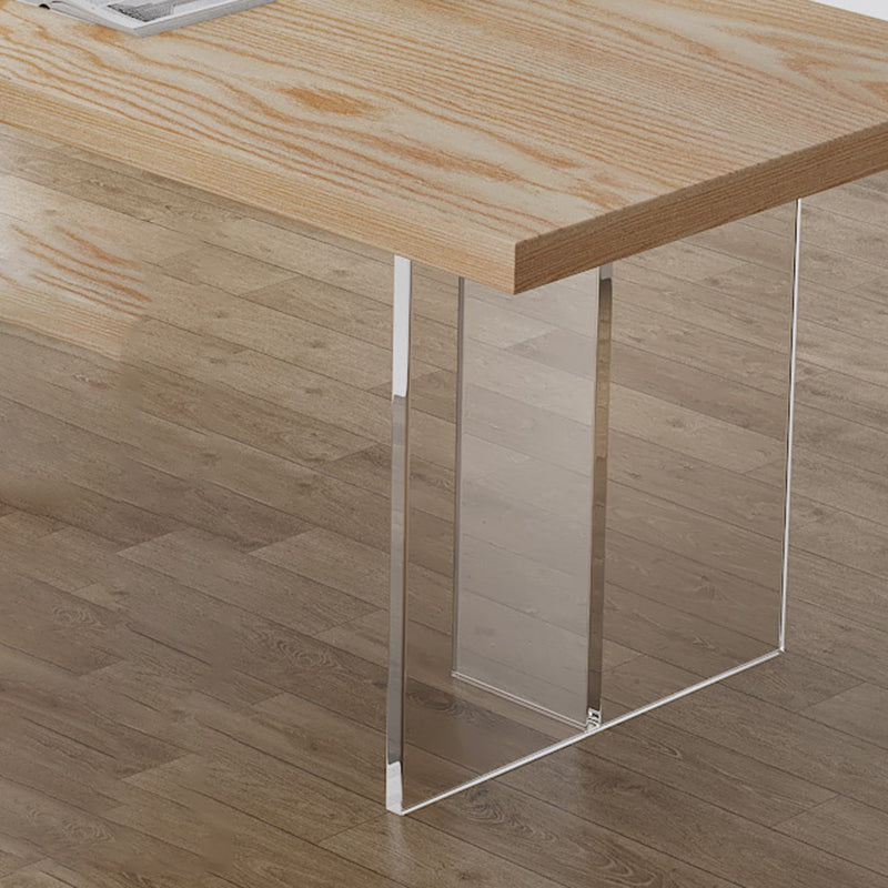 Modern Dining Room Set 1/2/5 Pcs Solid Wood Top Table with Acrylic Chairs Clearhalo 'Dining Room Sets' 'Dining Tables & Seating' 'dining_room_set' 'furn' 'furn_dining_room_set' 'Furniture' 'Kitchen & Dining Furniture' 5739505