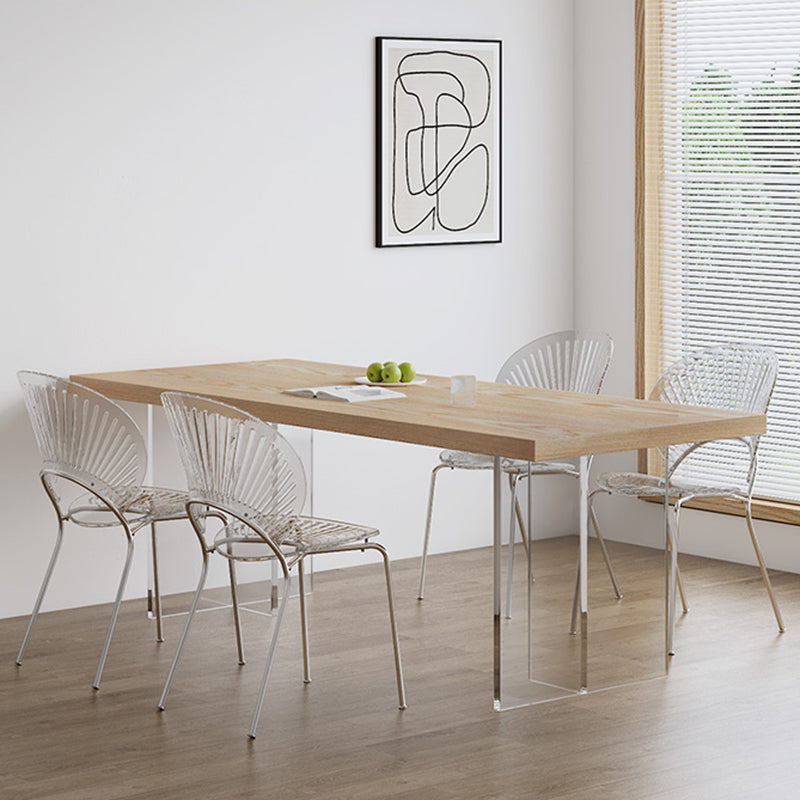 Modern Dining Room Set 1/2/5 Pcs Solid Wood Top Table with Acrylic Chairs Clearhalo 'Dining Room Sets' 'Dining Tables & Seating' 'dining_room_set' 'furn' 'furn_dining_room_set' 'Furniture' 'Kitchen & Dining Furniture' 5739507