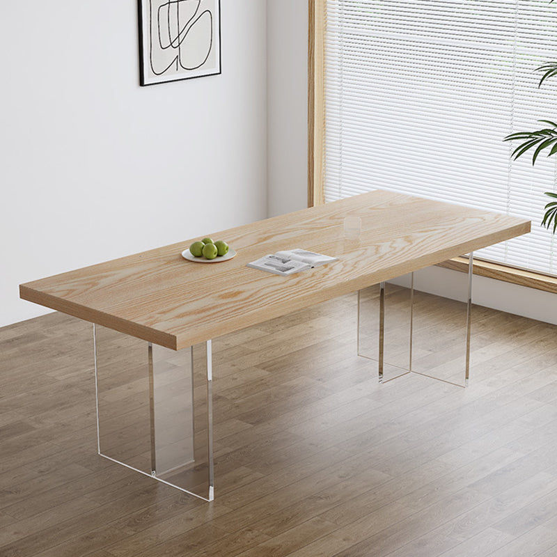 Modern Dining Room Set 1/2/5 Pcs Solid Wood Top Table with Acrylic Chairs Clearhalo 'Dining Room Sets' 'Dining Tables & Seating' 'dining_room_set' 'furn' 'furn_dining_room_set' 'Furniture' 'Kitchen & Dining Furniture' 5739509