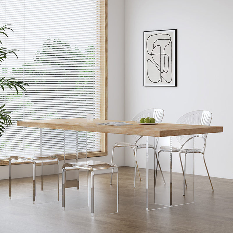 Modern Dining Room Set 1/2/5 Pcs Solid Wood Top Table with Acrylic Chairs Clearhalo 'Dining Room Sets' 'Dining Tables & Seating' 'dining_room_set' 'furn' 'furn_dining_room_set' 'Furniture' 'Kitchen & Dining Furniture' 5739510