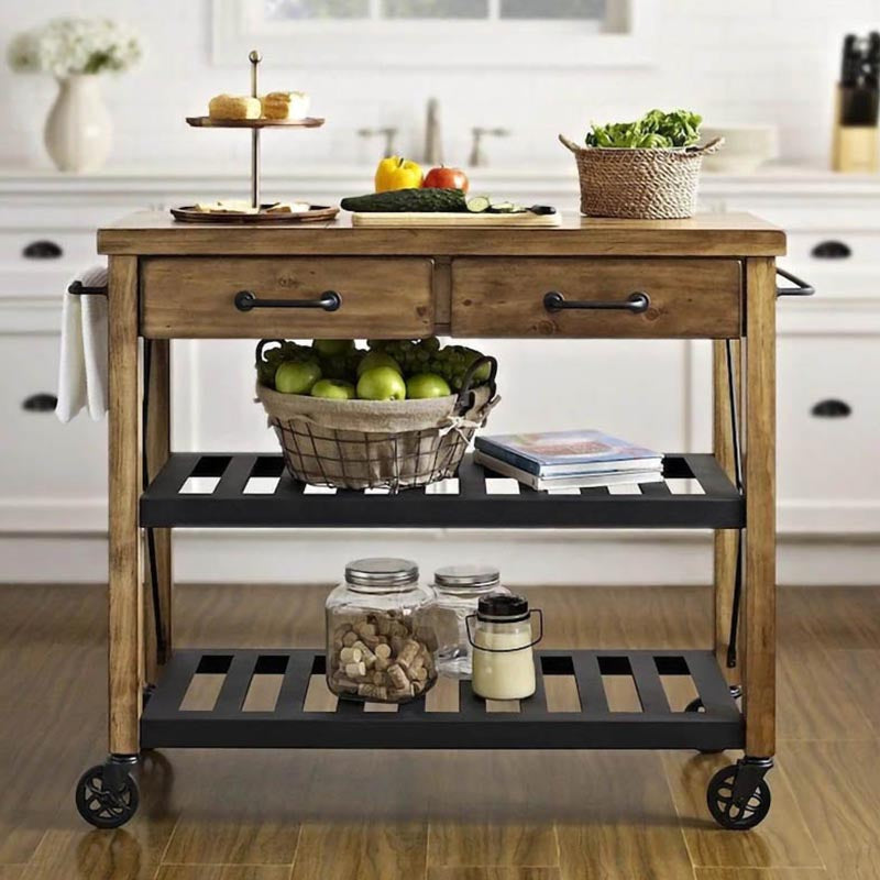 Carrello da cucina rotolante contemporaneo metallo rettangolare cucina carrello con asciugamano