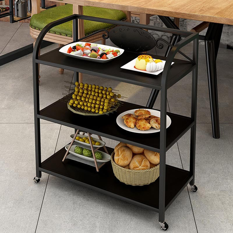 25.59"H Contemporary Metal Prep Table Rolling Prep Table for Dining Room Casters Included Black Clearhalo 'furn' 'furn_kitchen_islands_carts' 'Furniture' 'Kitchen & Dining Furniture' 'Kitchen Islands & Carts' 'kitchen_islands_carts' 5739547