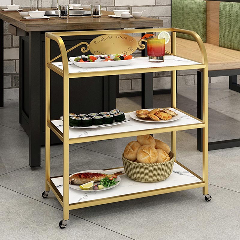 25.59"H Contemporary Metal Prep Table Rolling Prep Table for Dining Room Casters Included White Clearhalo 'furn' 'furn_kitchen_islands_carts' 'Furniture' 'Kitchen & Dining Furniture' 'Kitchen Islands & Carts' 'kitchen_islands_carts' 5739548