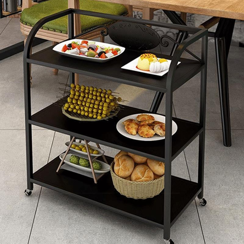 25.59"H Contemporary Metal Prep Table Rolling Prep Table for Dining Room Clearhalo 'furn' 'furn_kitchen_islands_carts' 'Furniture' 'Kitchen & Dining Furniture' 'Kitchen Islands & Carts' 'kitchen_islands_carts' 5739550