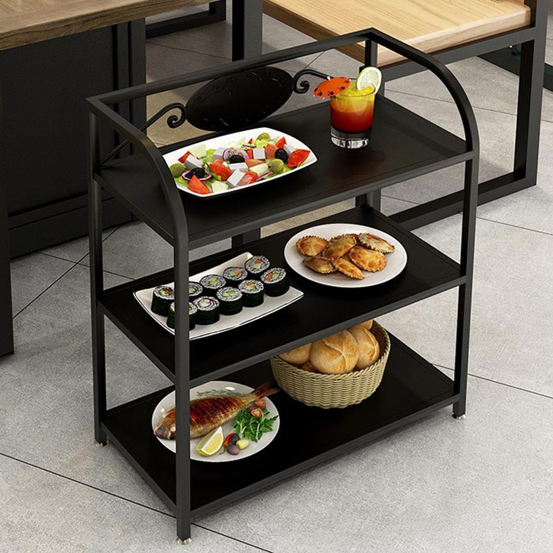 25.59"H Contemporary Metal Prep Table Rolling Prep Table for Dining Room Casters Not Included Black Clearhalo 'furn' 'furn_kitchen_islands_carts' 'Furniture' 'Kitchen & Dining Furniture' 'Kitchen Islands & Carts' 'kitchen_islands_carts' 5739552