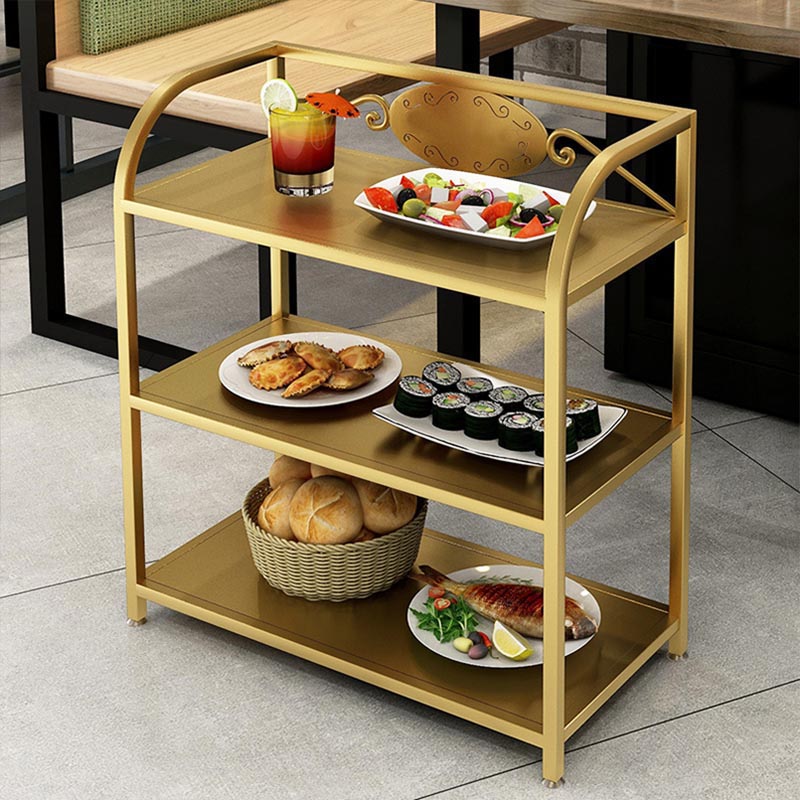 25.59"H Contemporary Metal Prep Table Rolling Prep Table for Dining Room Casters Not Included Gold Clearhalo 'furn' 'furn_kitchen_islands_carts' 'Furniture' 'Kitchen & Dining Furniture' 'Kitchen Islands & Carts' 'kitchen_islands_carts' 5739556