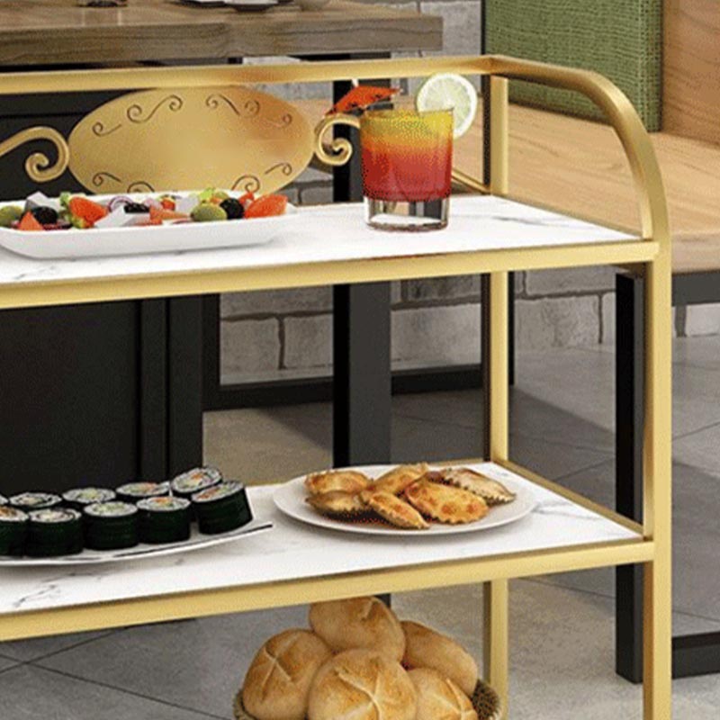 25.59"H Contemporary Metal Prep Table Rolling Prep Table for Dining Room Clearhalo 'furn' 'furn_kitchen_islands_carts' 'Furniture' 'Kitchen & Dining Furniture' 'Kitchen Islands & Carts' 'kitchen_islands_carts' 5739557