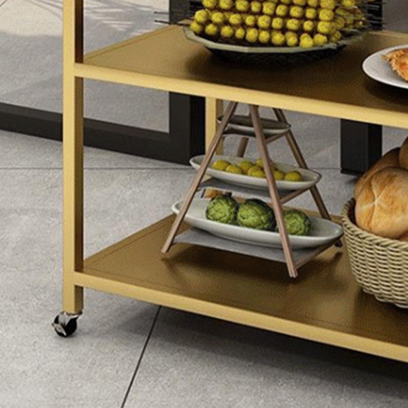 25.59"H Contemporary Metal Prep Table Rolling Prep Table for Dining Room Clearhalo 'furn' 'furn_kitchen_islands_carts' 'Furniture' 'Kitchen & Dining Furniture' 'Kitchen Islands & Carts' 'kitchen_islands_carts' 5739558
