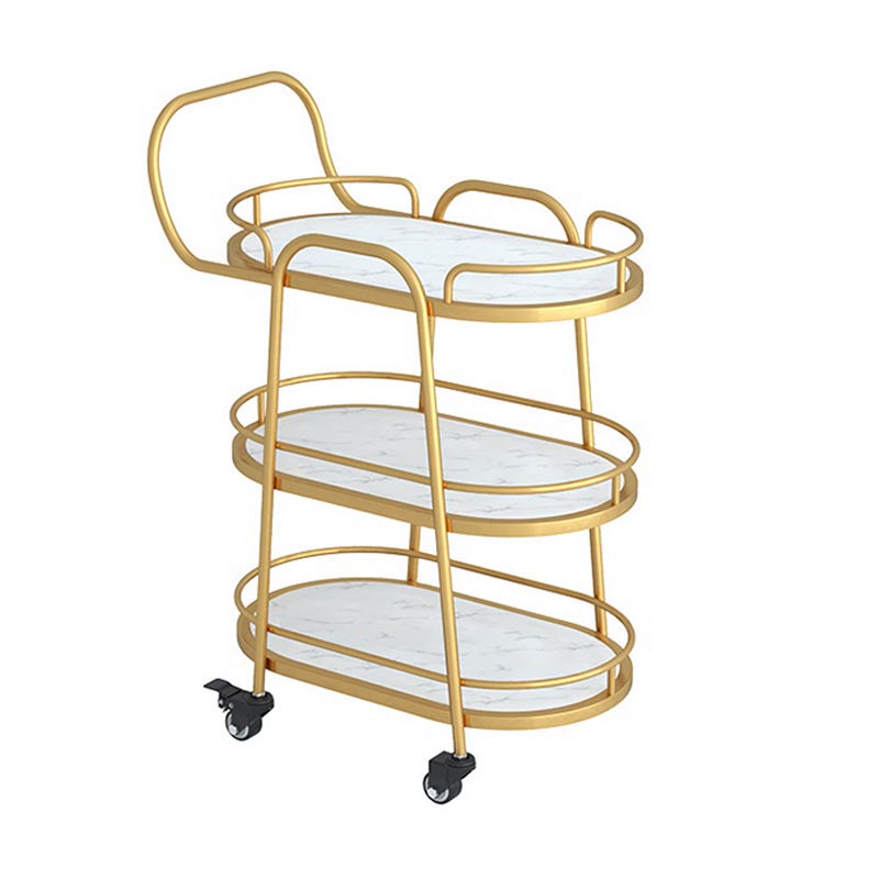 Tavolo da preparazione in metallo ovale contemporaneo 33,46 "H tavolo da preparazione a rotolamento per sala da pranzo