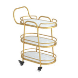 Tavolo da preparazione in metallo ovale contemporaneo 33,46 "H tavolo da preparazione a rotolamento per sala da pranzo