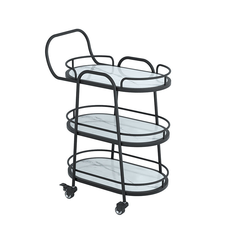 Tavolo da preparazione in metallo ovale contemporaneo 33,46 "H tavolo da preparazione a rotolamento per sala da pranzo