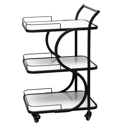 Modern Style Metal Prep Table Rolling Marble Prep Table with Open Storage Black Clearhalo 'furn' 'furn_kitchen_islands_carts' 'Furniture' 'Kitchen & Dining Furniture' 'Kitchen Islands & Carts' 'kitchen_islands_carts' 5739607