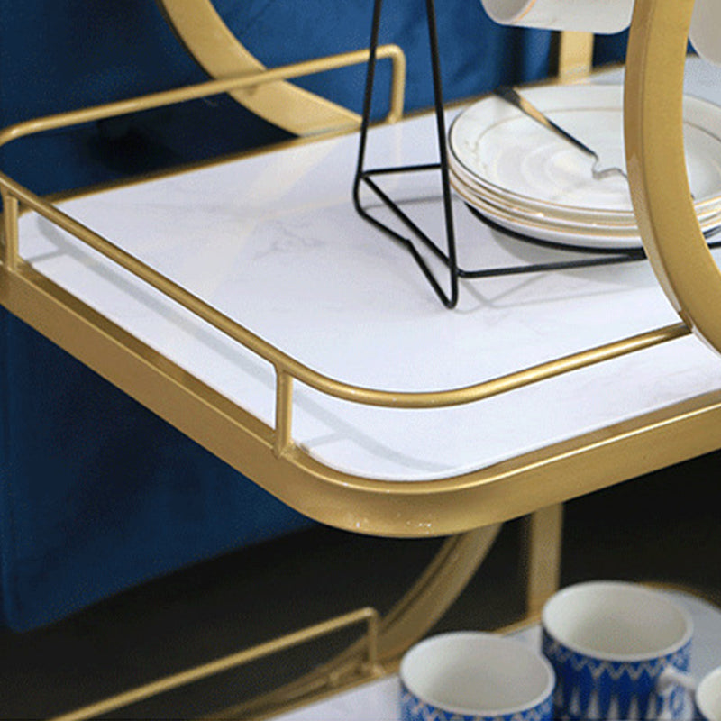 Modern Style Metal Prep Table Rolling Marble Prep Table with Open Storage Clearhalo 'furn' 'furn_kitchen_islands_carts' 'Furniture' 'Kitchen & Dining Furniture' 'Kitchen Islands & Carts' 'kitchen_islands_carts' 5739613