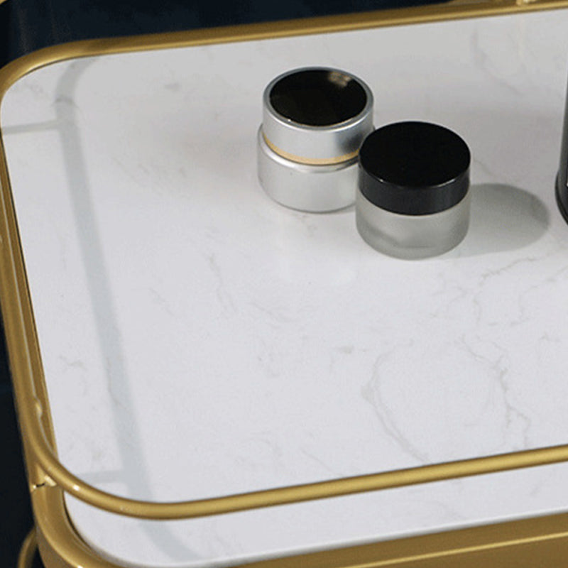 Modern Style Metal Prep Table Rolling Marble Prep Table with Open Storage Clearhalo 'furn' 'furn_kitchen_islands_carts' 'Furniture' 'Kitchen & Dining Furniture' 'Kitchen Islands & Carts' 'kitchen_islands_carts' 5739614