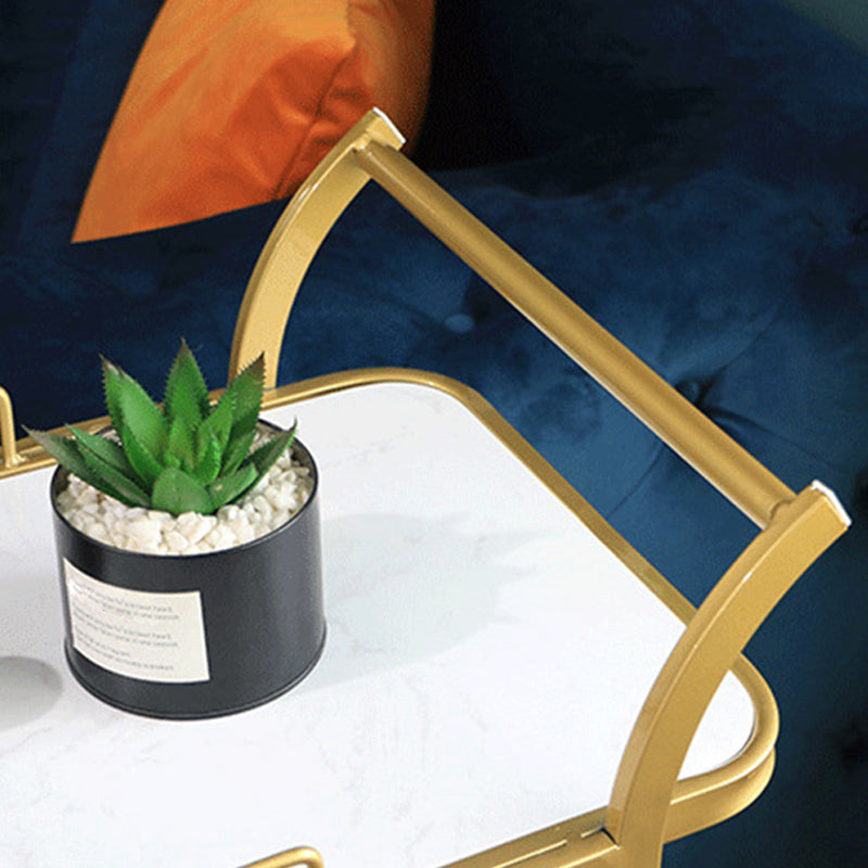 Modern Style Metal Prep Table Rolling Marble Prep Table with Open Storage Clearhalo 'furn' 'furn_kitchen_islands_carts' 'Furniture' 'Kitchen & Dining Furniture' 'Kitchen Islands & Carts' 'kitchen_islands_carts' 5739616